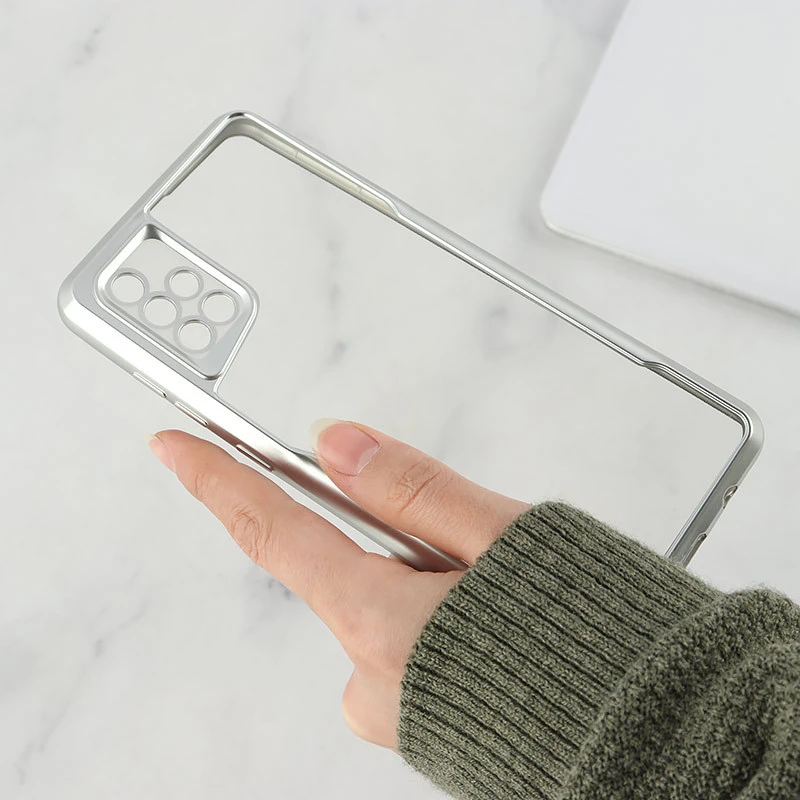 قاب ژله ای شفاف سامسونگ Galaxy A71 طرح تیتانیوم محافظ لنزدار