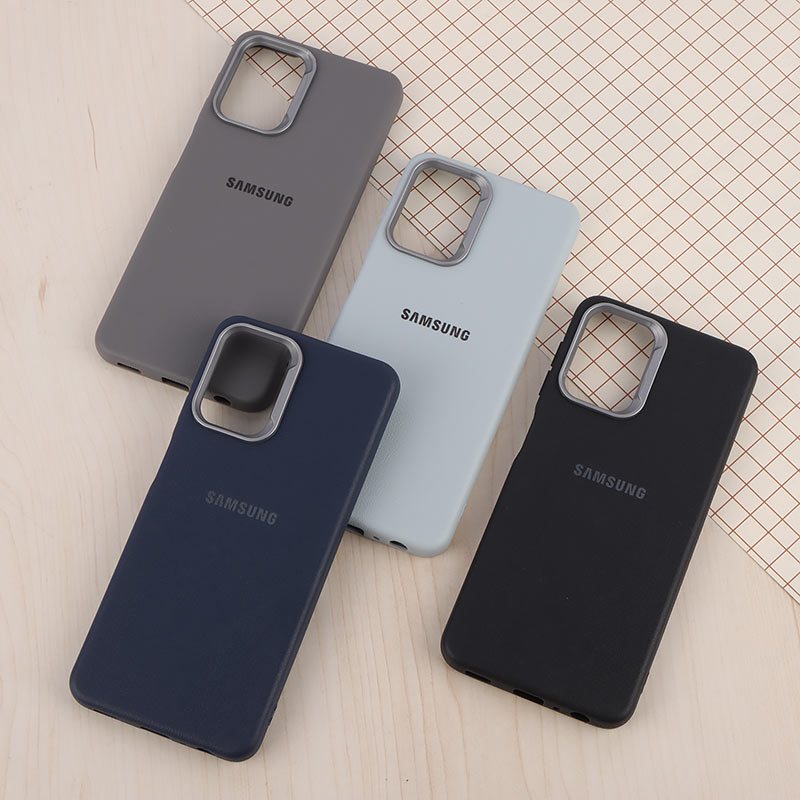 قاب چرمی ژله ای Leather سامسونگ Galaxy A22 4G / M22 / M32 4G لوگودار