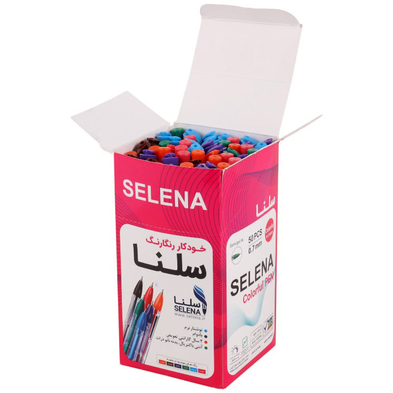 خودکار سلنا رنگی Selena 0.7mm بسته 50 عددی