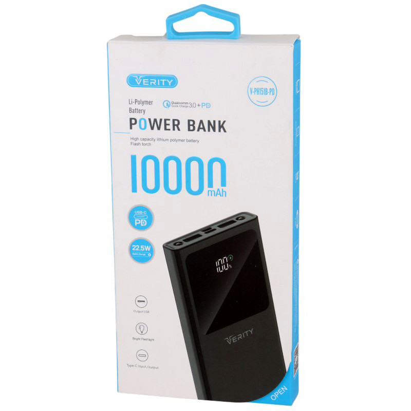 پاور بانک فست شارژ وریتی V-PH151B-PD QC3.0 PD 22.5W ظرفیت 10000 میلی آمپر ساعت