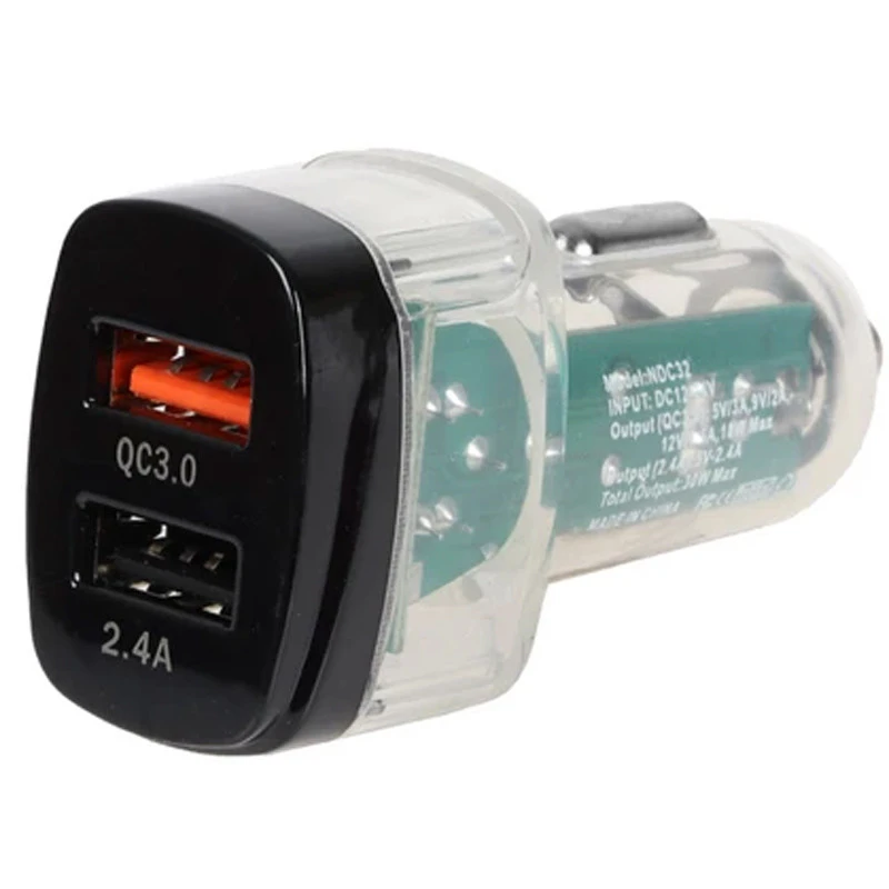 شارژر فندکی فست شارژ Nitu NDC32 3A QC3.0 PD 18W + کابل آیفونی