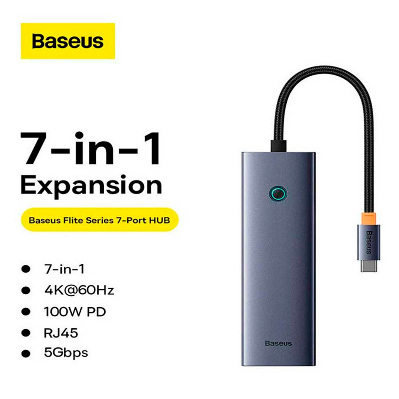 هاب Baseus UltraJoy Series B00052805813 Type-C To USB 3.0/HDMI/RJ45/SD/Micro SD/Type-C PD