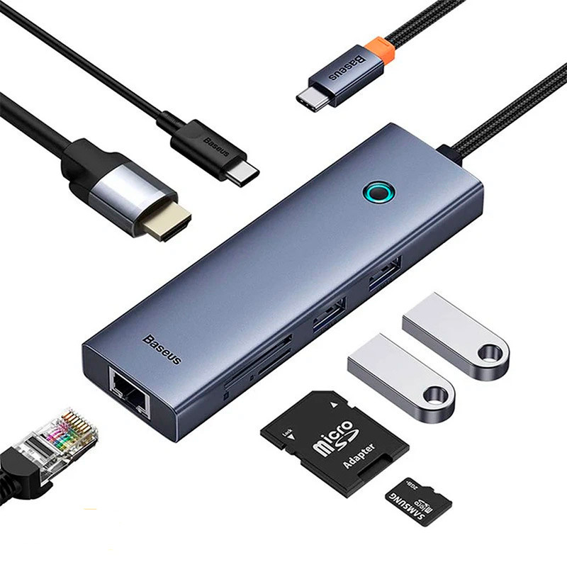 هاب Baseus UltraJoy Series B00052805813 Type-C To USB 3.0/HDMI/RJ45/SD/Micro SD/Type-C PD