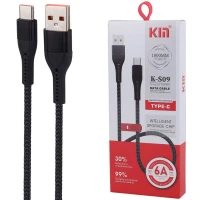 کابل تایپ سی فست شارژ Km K-S09 6A 1m