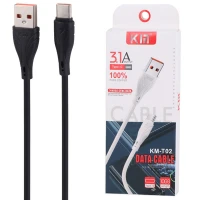 کابل تایپ سی فست شارژ Km KM-T02 3.1A 1m