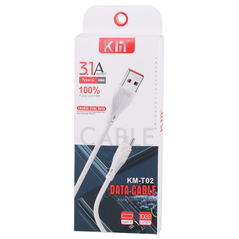 کابل تایپ سی فست شارژ Km KM-T02 3.1A 1m