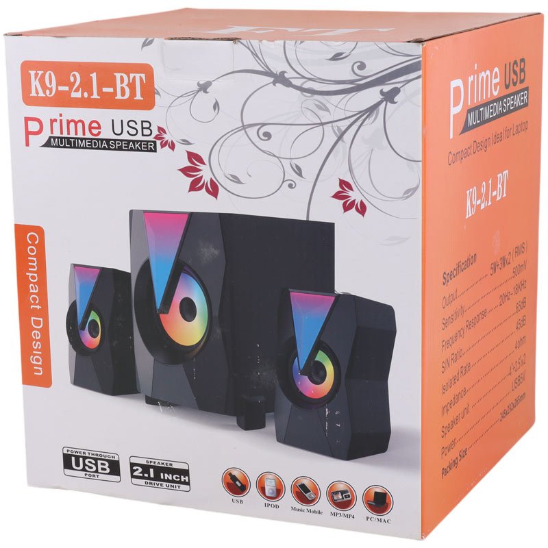 اسپیکر سه تکه بلوتوثی Prime K9-2.1-BT + ریموت کنترل