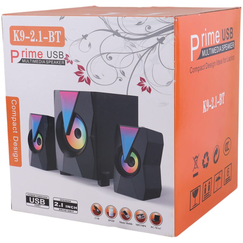 اسپیکر سه تکه بلوتوثی Prime K9-2.1-BT + ریموت کنترل