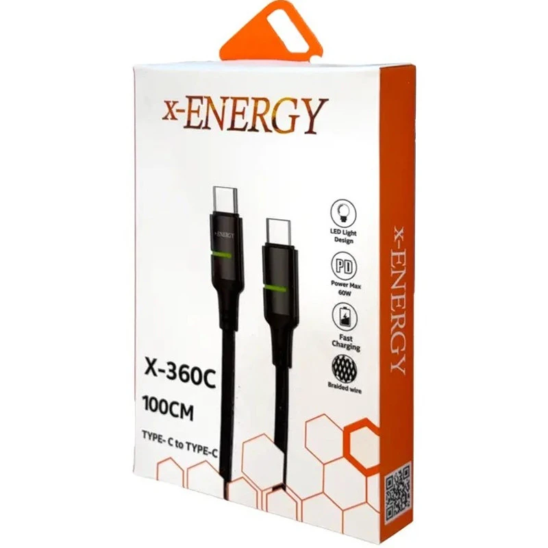 کابل تبدیل فست شارژ X-Energy X-360C Type-C To Type-C 60W 1m