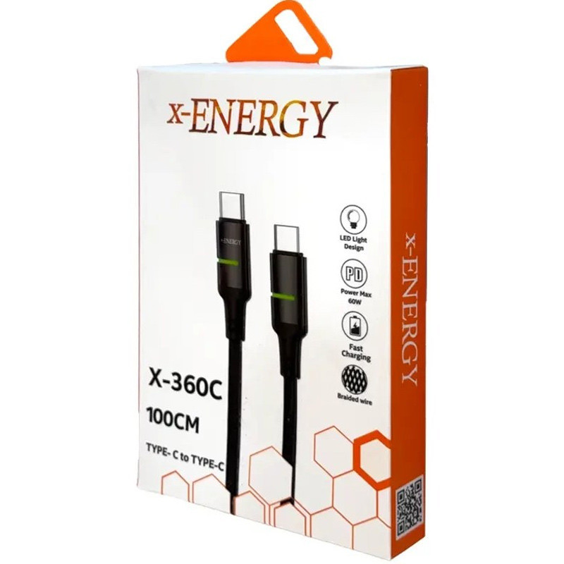 کابل تبدیل فست شارژ X-Energy X-360C Type-C To Type-C 60W 1m