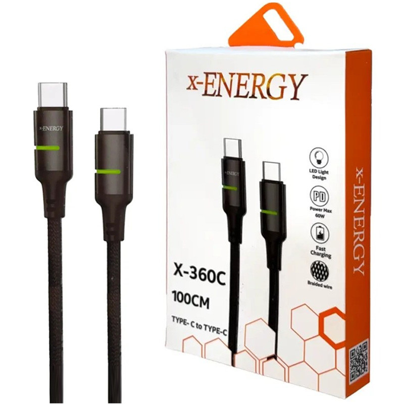 کابل تبدیل فست شارژ X-Energy X-360C Type-C To Type-C 60W 1m