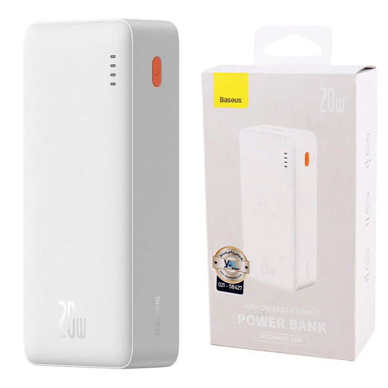 پاور بانک فست شارژ باسئوس Airpow PPQD090102&nbsp;PD 20W ظرفیت 30000 میلی آمپر ساعت