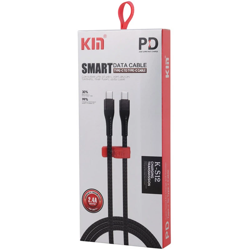 کابل تبدیل فست شارژ Km K-S12 Type-C To Type-C 2.4A PD 20W 1m