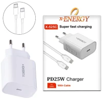 شارژر دیواری 25 وات ایکس انرژی X-525C PD 3A + کابل تبدیل تایپ سی