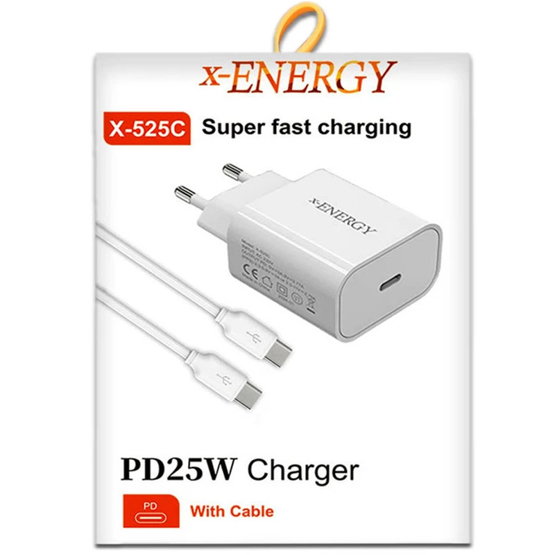 شارژر دیواری 25 وات ایکس انرژی X-525C PD 3A + کابل تبدیل تایپ سی