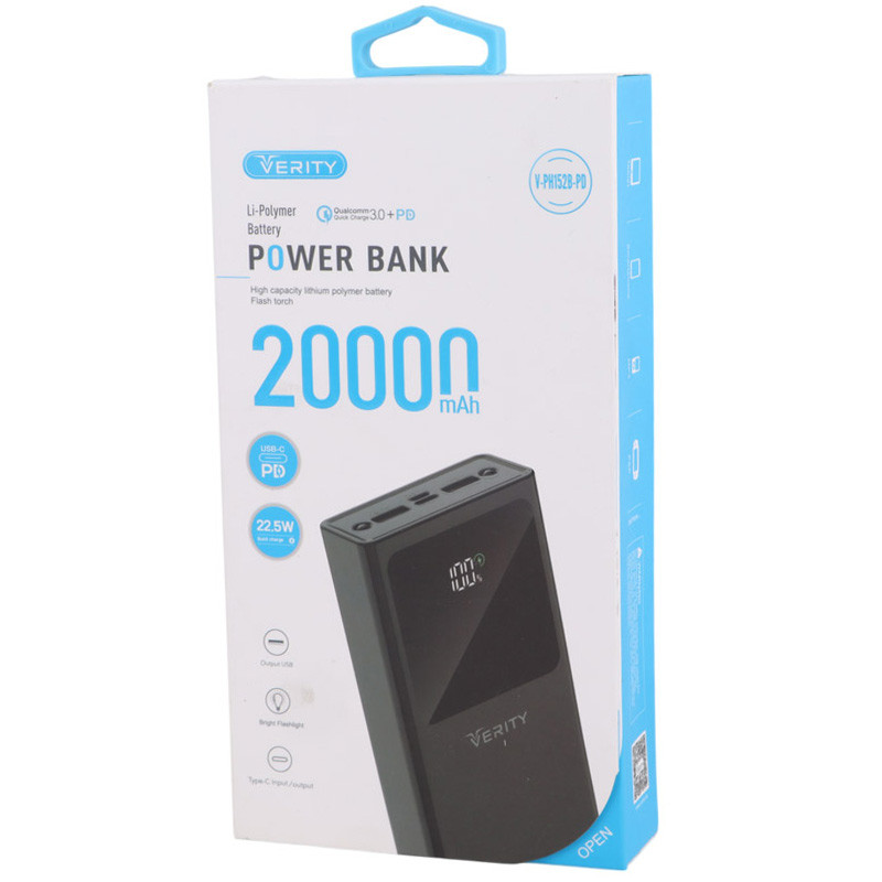 پاور بانک فست شارژ وریتی V-PH152B-PD QC3.0 PD 22.5W ظرفیت 20000 میلی آمپر ساعت
