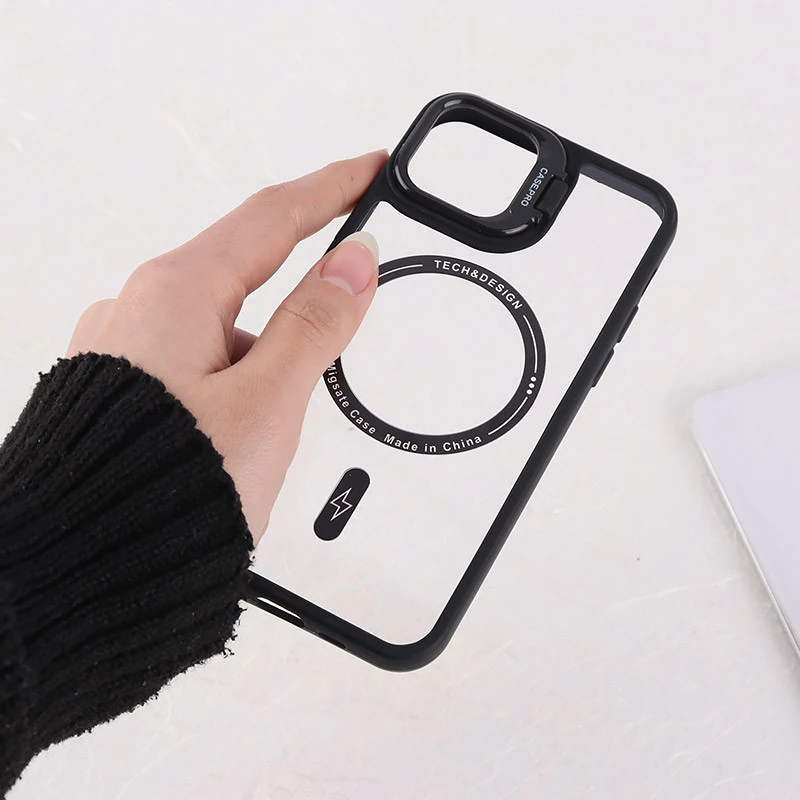 قاب PC مگ سیف Case.Pro آیفون iPhone 12 استندشو با محافظ لنز رینگی