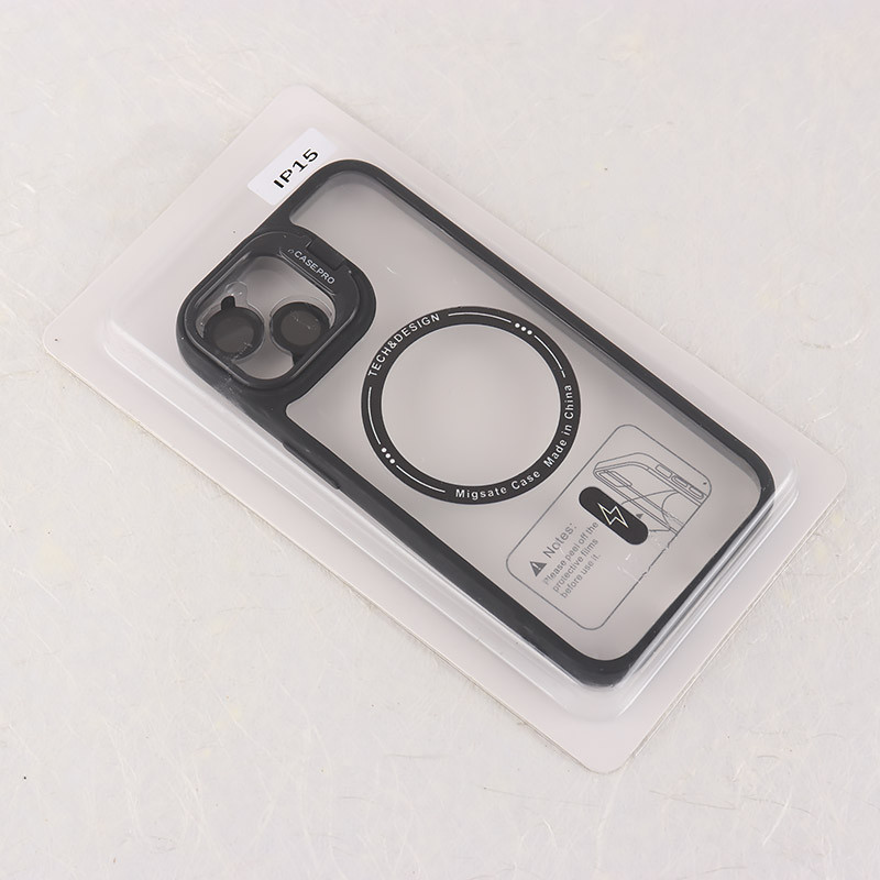 قاب PC مگ سیف Case.Pro آیفون iPhone 15 استندشو با محافظ لنز رینگی