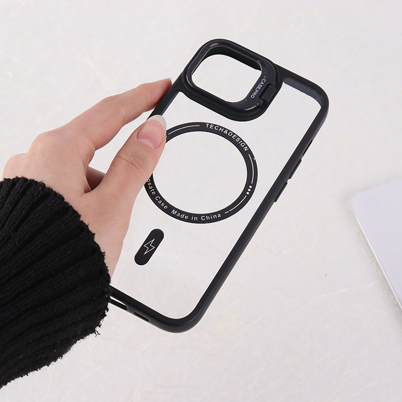 قاب PC مگ سیف Case.Pro آیفون iPhone 15 استندشو با محافظ لنز رینگی