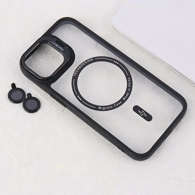 قاب PC مگ سیف Case.Pro آیفون iPhone 15 استندشو با محافظ لنز رینگی