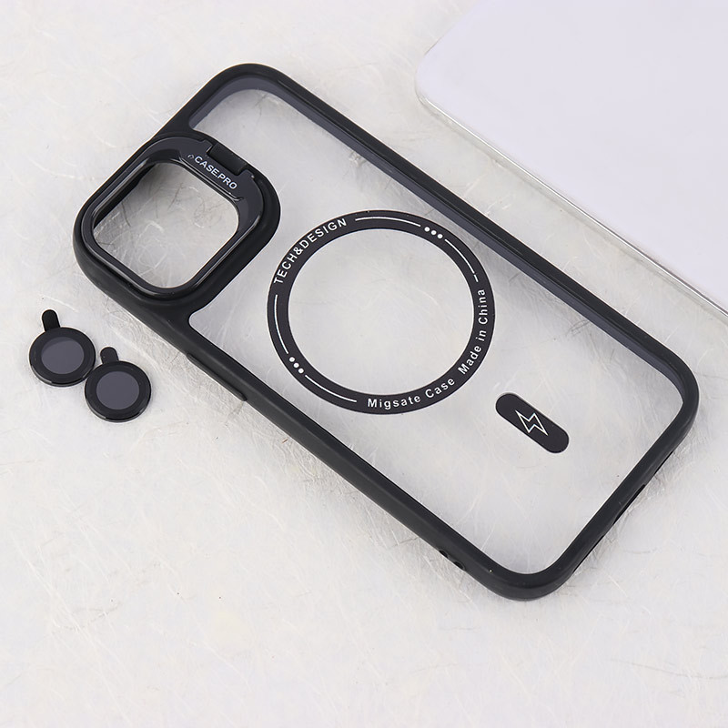 قاب PC مگ سیف Case.Pro آیفون iPhone 15 استندشو با محافظ لنز رینگی