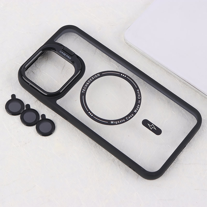 قاب PC مگ سیف Case.Pro آیفون iPhone 15 Pro Max استندشو با محافظ لنز رینگی