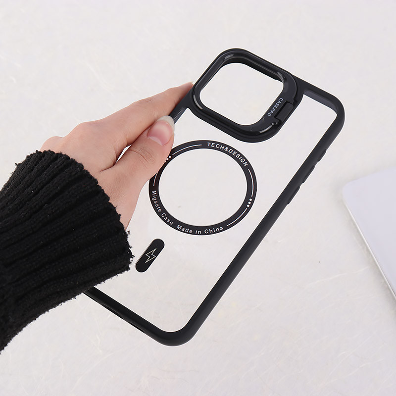 قاب PC مگ سیف Case.Pro آیفون iPhone 15 Pro Max استندشو با محافظ لنز رینگی