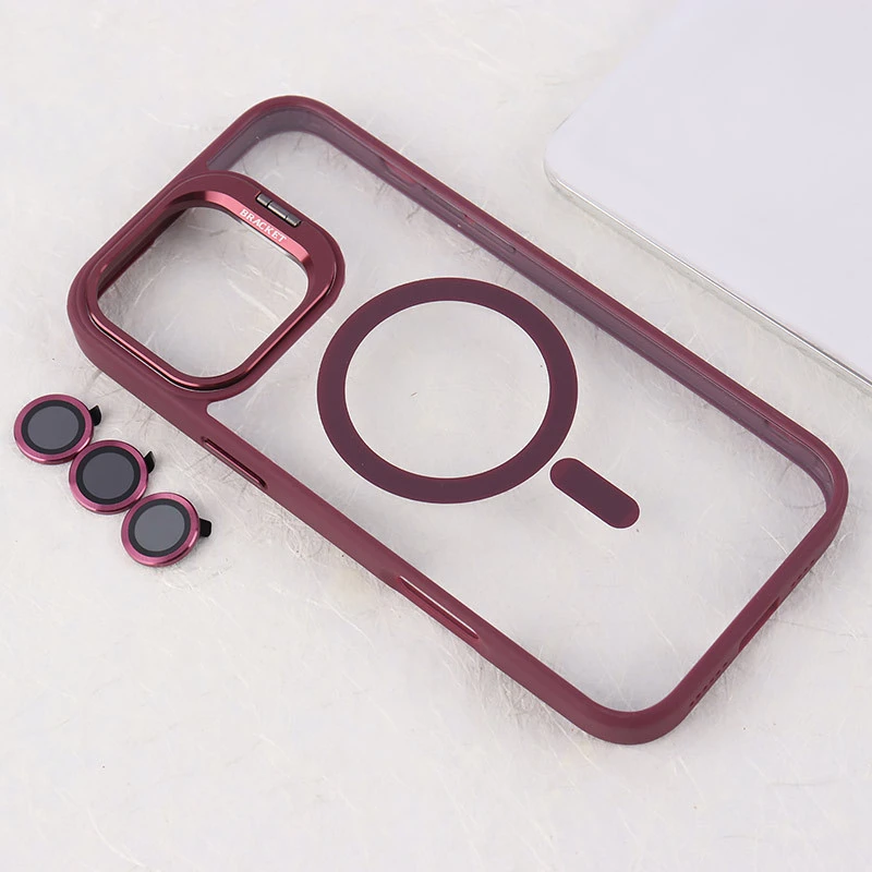 قاب PC مگ سیف استندشو با محافظ لنز رینگی Bracket آیفون iPhone 16 Pro Max