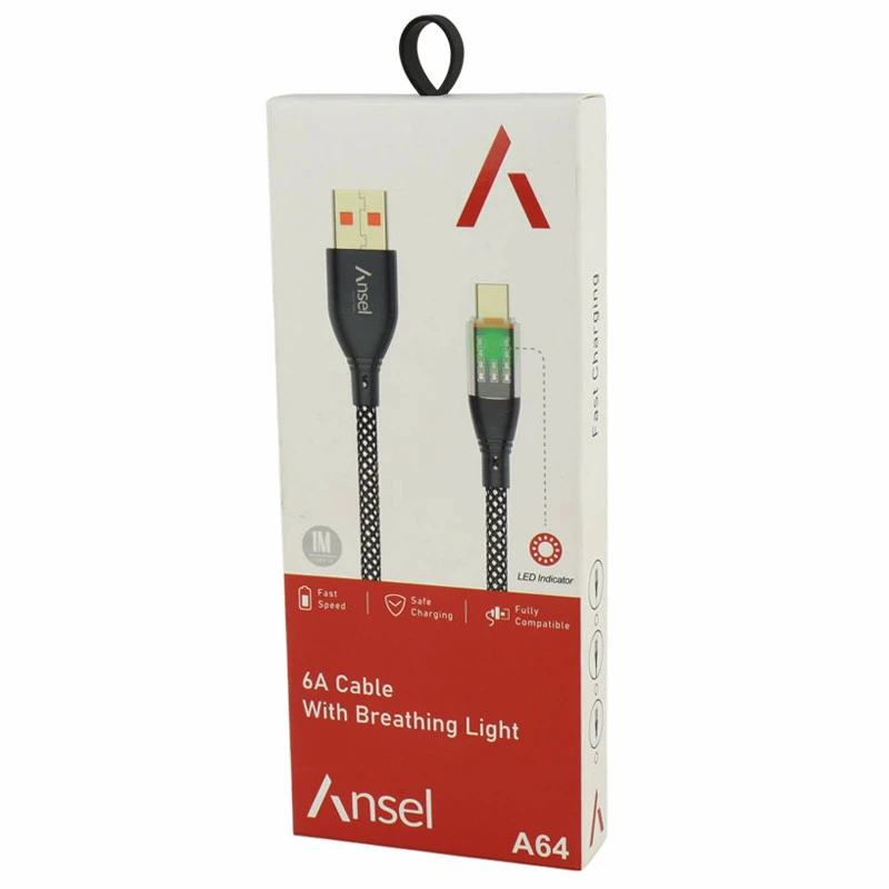 کابل تایپ سی فست شارژ ANSEL A64 6A 1m