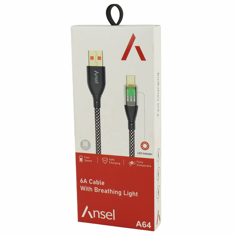 کابل تایپ سی فست شارژ ANSEL A64 6A 1m
