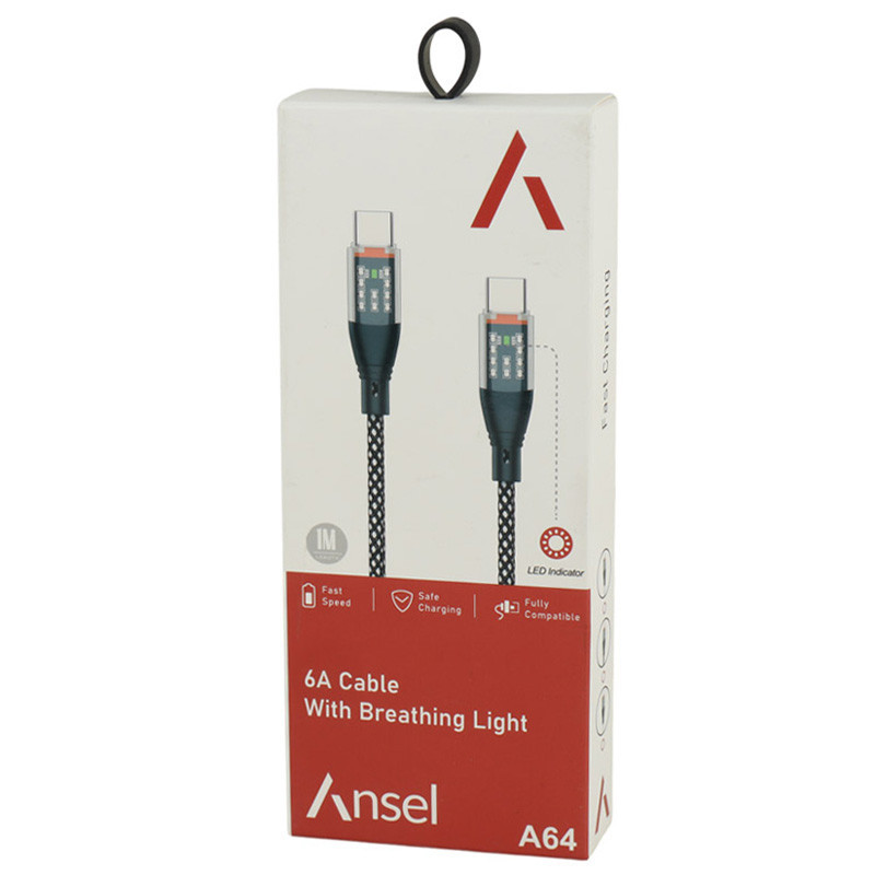کابل تبدیل فست شارژ ANSEL A64 Type-C To Type-C 6A 1m
