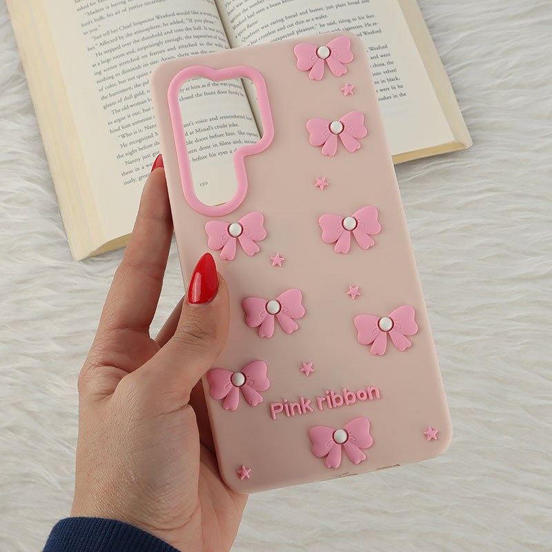 قاب سیلیکونی سامسونگ Galaxy S24 Ultra برجسته طرح Pink Ribbon