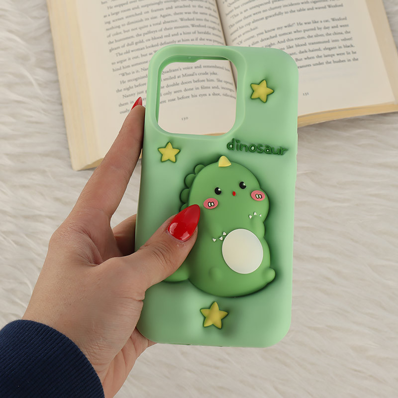 قاب سیلیکونی فیجت دار آیفون iPhone 15 Pro برجسته طرح Dinosaur