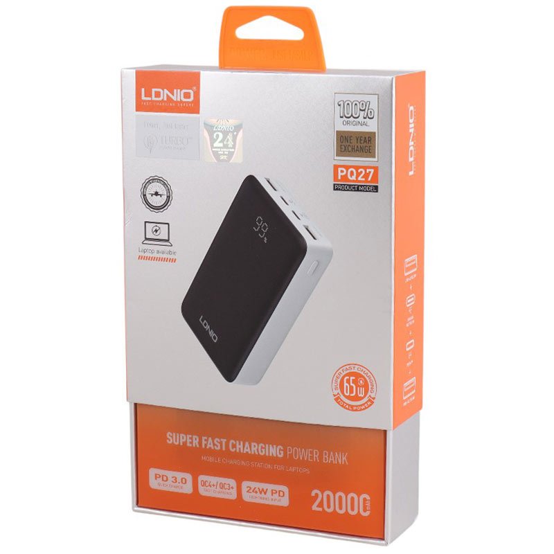 پاور بانک فست شارژ الدینیو PQ27 QC3.0 PD3.0 65W ظرفیت 20000 میلی آمپر ساعت