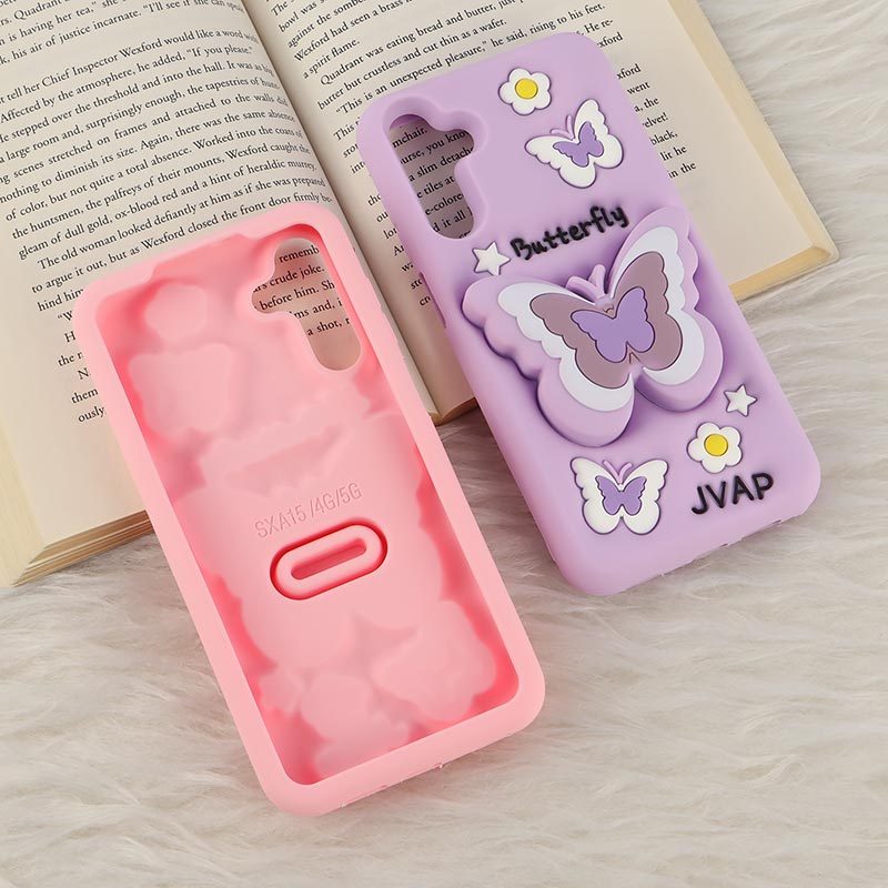 قاب سیلیکونی سامسونگ Galaxy A15 پاپ سوکت دار طرح Butterfly