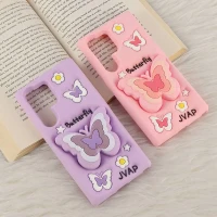 قاب سیلیکونی سامسونگ Galaxy S24 Ultra پاپ سوکت دار طرح Butterfly