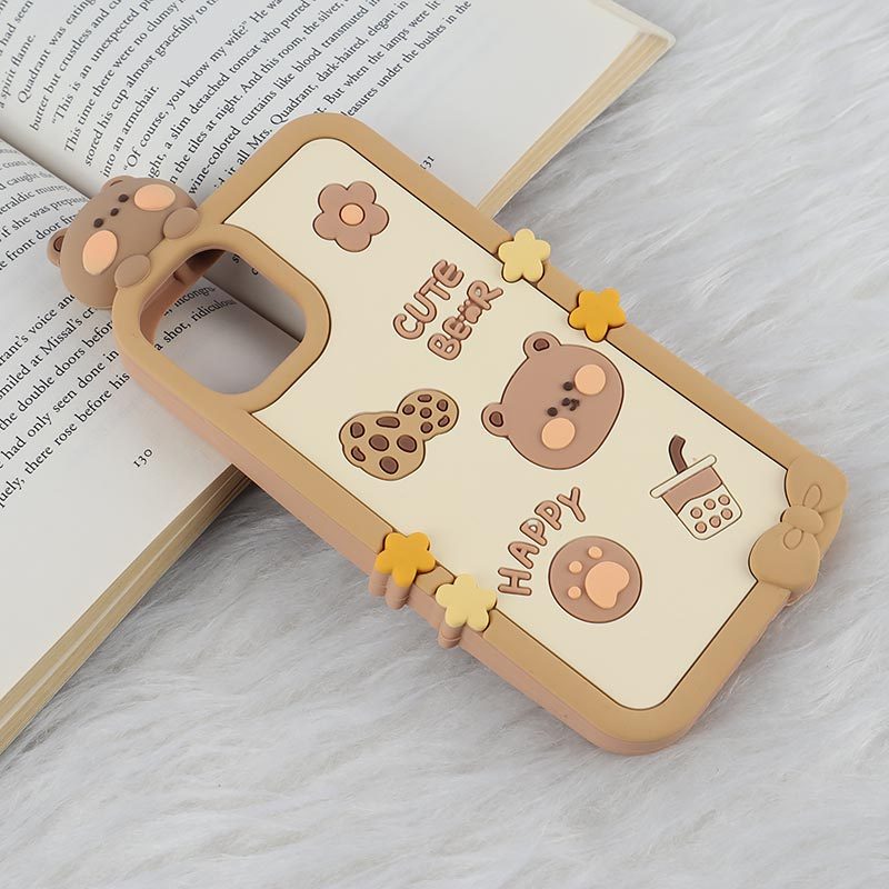 قاب عروسکی آیفون iPhone 11 طرح Cute Bear Happy