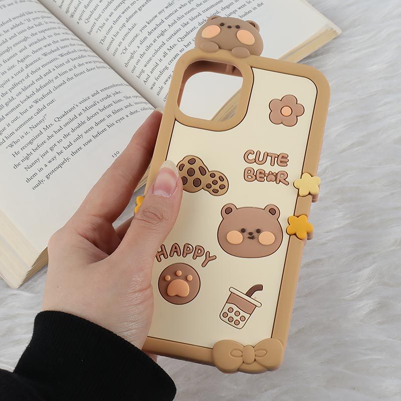 قاب عروسکی آیفون iPhone 11 طرح Cute Bear Happy
