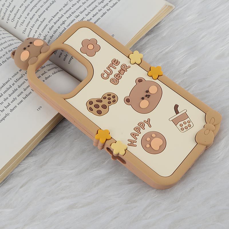 قاب عروسکی آیفون iPhone 16 Pro Max طرح Cute Bear Happy