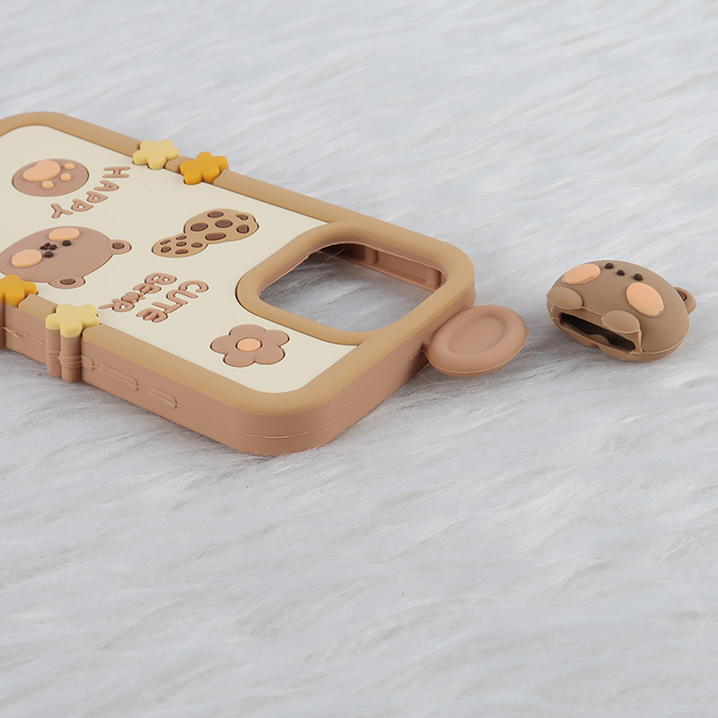 قاب عروسکی آیفون iPhone 16 Pro Max طرح Cute Bear Happy
