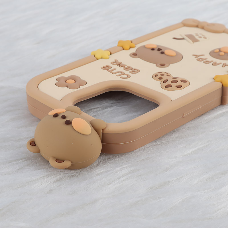 قاب عروسکی آیفون iPhone 13 Pro طرح Cute Bear Happy