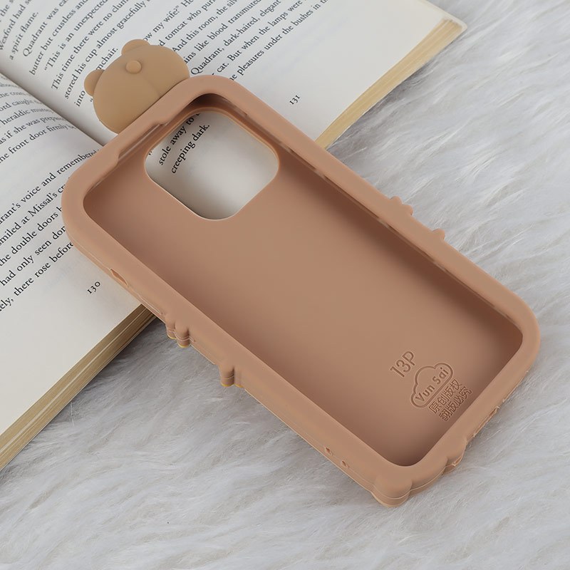 قاب عروسکی آیفون iPhone 13 Pro طرح Cute Bear Happy