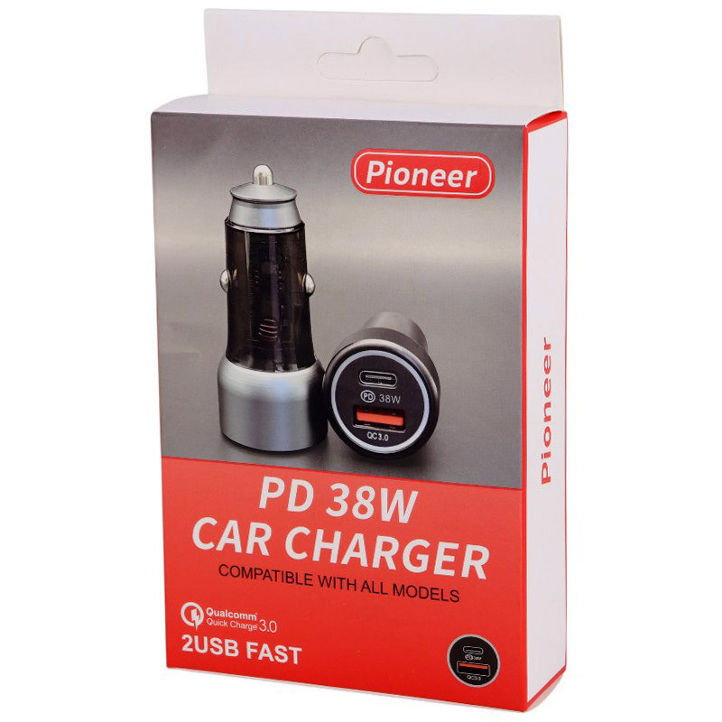 شارژر فندکی فست شارژ Pioneer QC3.0 PD 3.6A 38W
