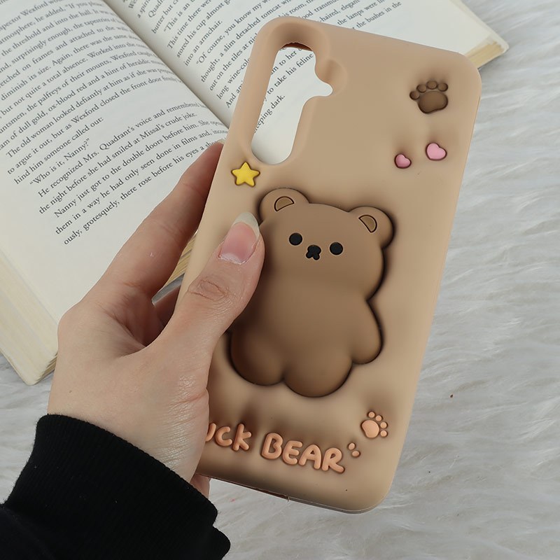 قاب سیلیکونی فیجت دار سامسونگ Galaxy A55 برجسته طرح Luck Bear