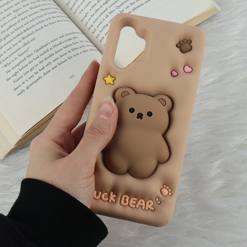 قاب سیلیکونی فیجت دار سامسونگ Galaxy A32 4G برجسته طرح Luck Bear