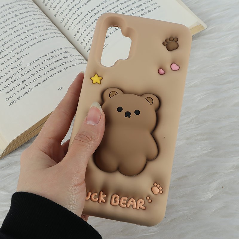 قاب سیلیکونی فیجت دار سامسونگ Galaxy A13 4G برجسته طرح Luck Bear