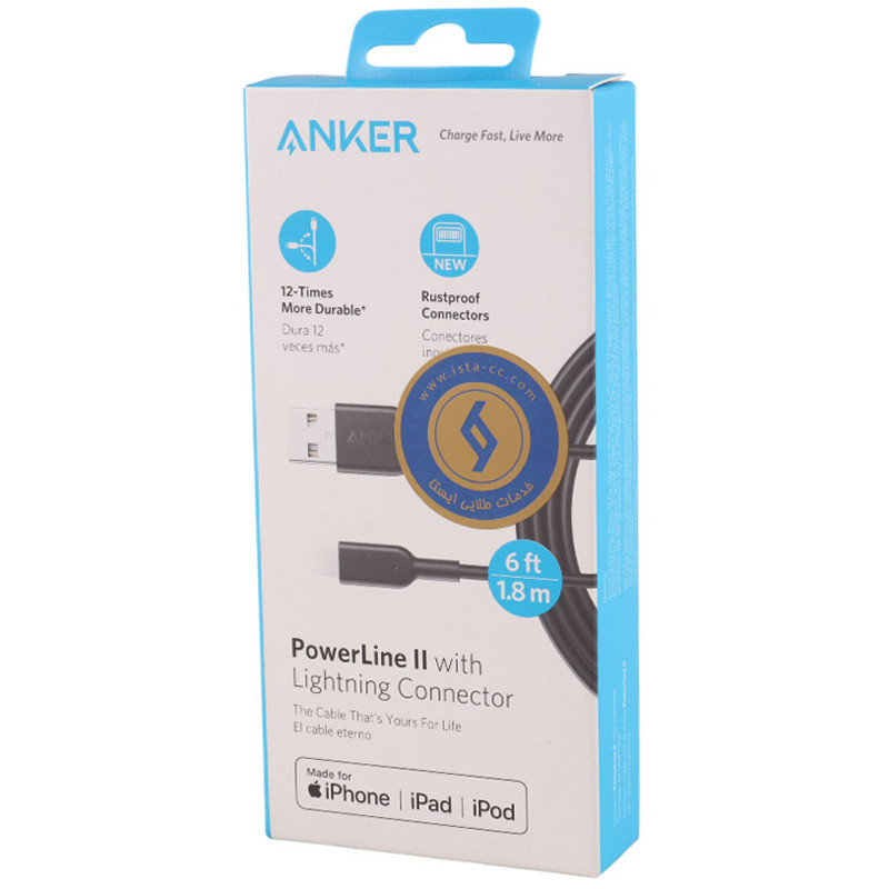 کابل آیفونی فست شارژ Anker PowerLine II A8433H12 1.8m