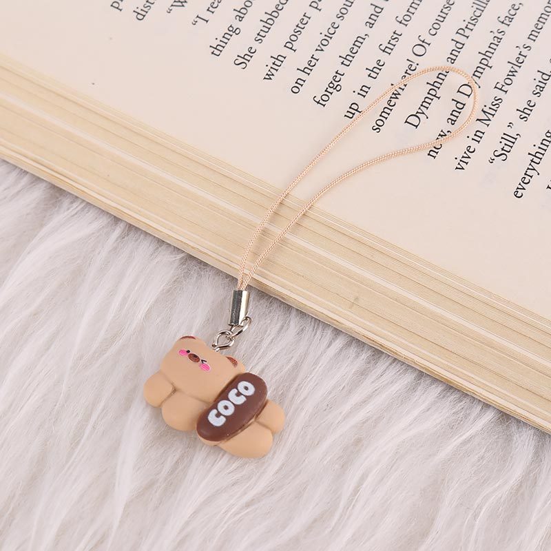 آویز فلش و موبایل فانتزی قهوه ای کرم