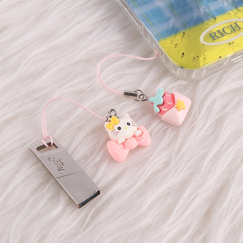 آویز فلش و موبایل فانتزی صورتی