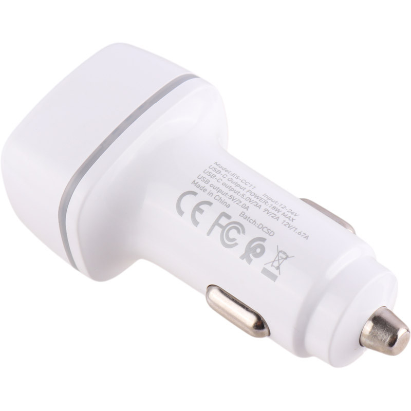شارژر فندکی فست شارژ Earldom ES-CC11 PD 3A 18W + کابل تبدیل آیفونی
